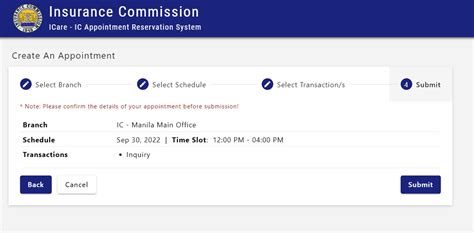 Insurance Commission Appointment Reservation (ICare) System.